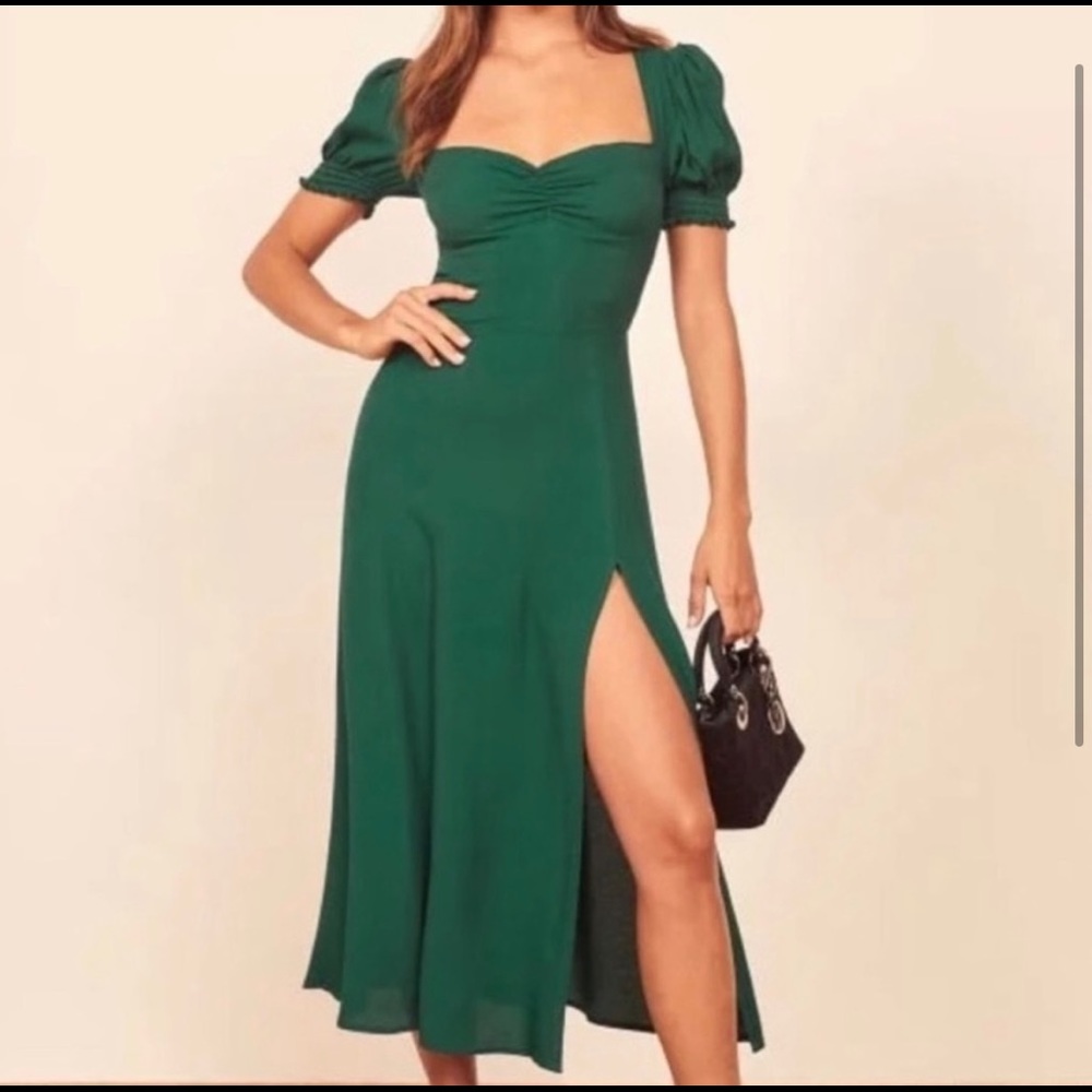 Reformation Lacey dress in emerald - size 4